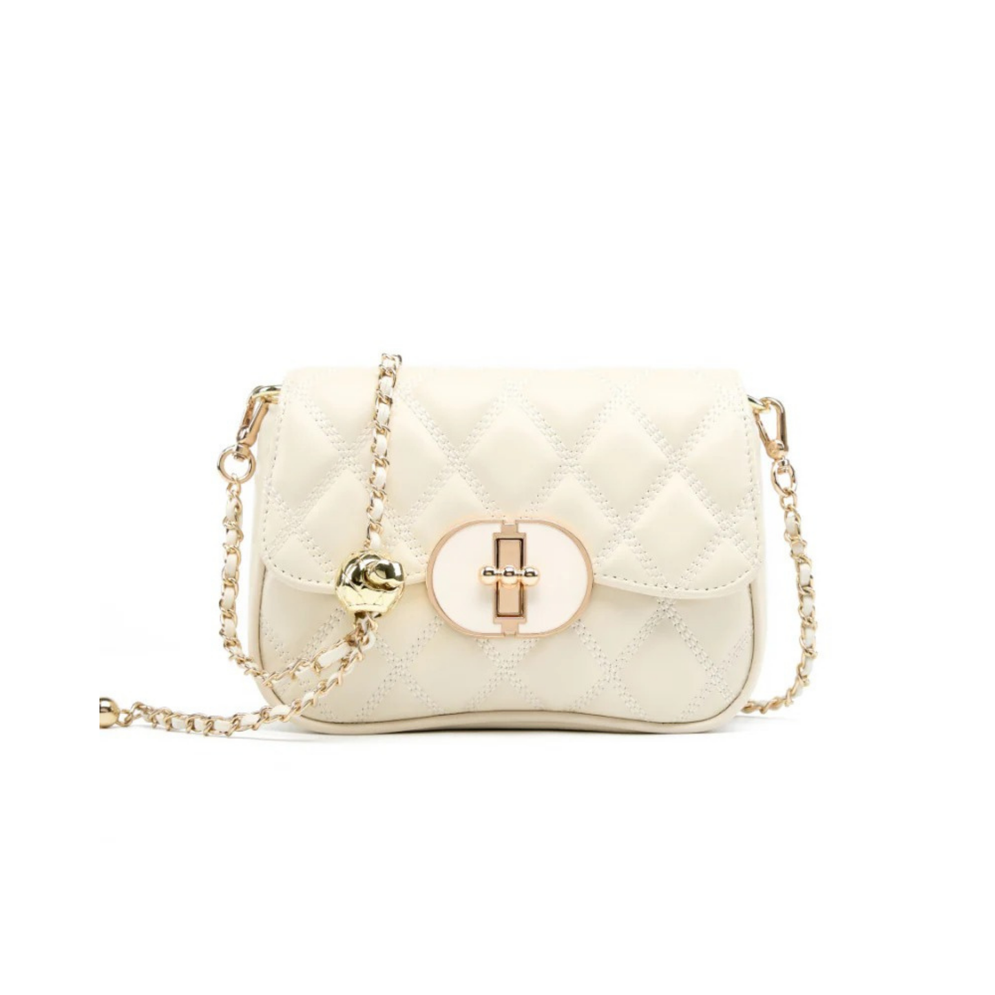 Chic Allure Kapitone Zincirli Crossbody Çanta | Oval Kilit Detaylı Şıklık