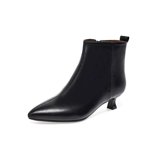 Élantra – Hakiki Deri Sivri Burun İnce Topuklu Kısa Bot