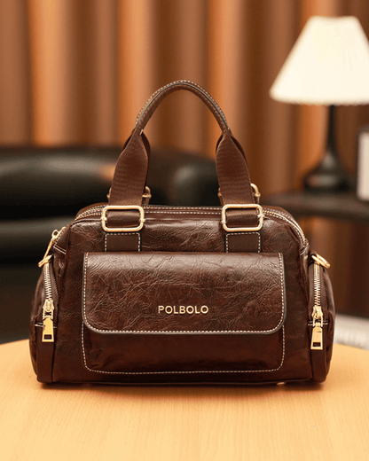 Polbolo Vintage Görünümlü Çok Bölmeli El & Omuz Çantası | Geniş ve Fonksiyonel Tasarım