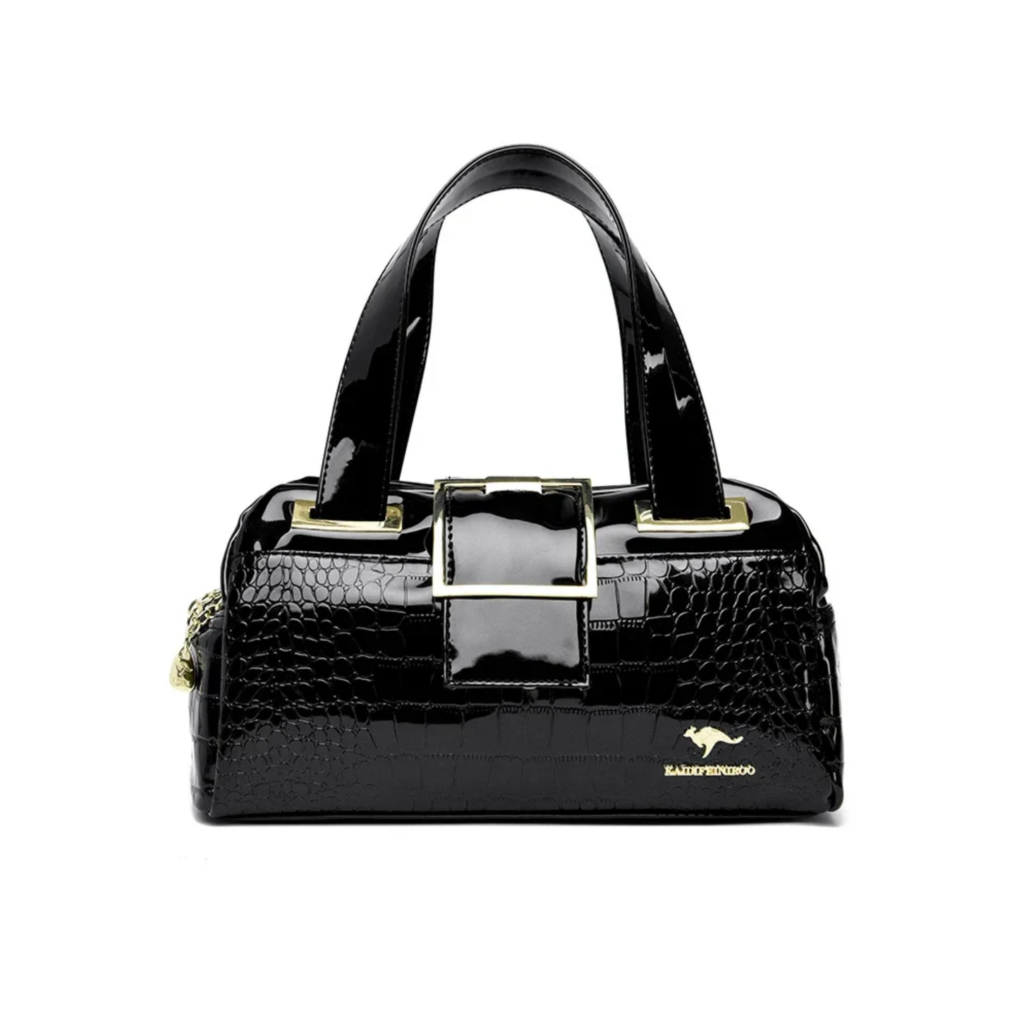 Croco 3 Parlak Kroko Desenli Silindir El Çantası | Geniş ve Şık Tasarım