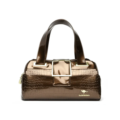 Croco 3 Parlak Kroko Desenli Silindir El Çantası | Geniş ve Şık Tasarım