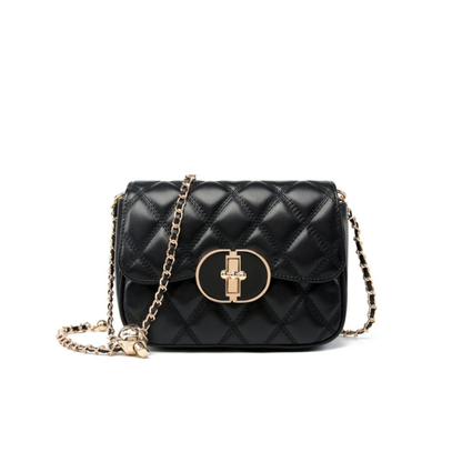 Chic Allure Kapitone Zincirli Crossbody Çanta | Oval Kilit Detaylı Şıklık