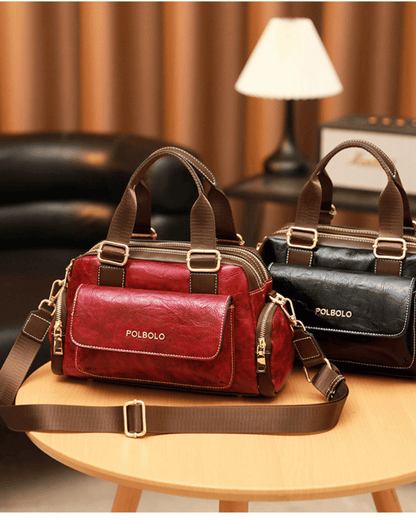 Polbolo Vintage Görünümlü Çok Bölmeli El & Omuz Çantası | Geniş ve Fonksiyonel Tasarım