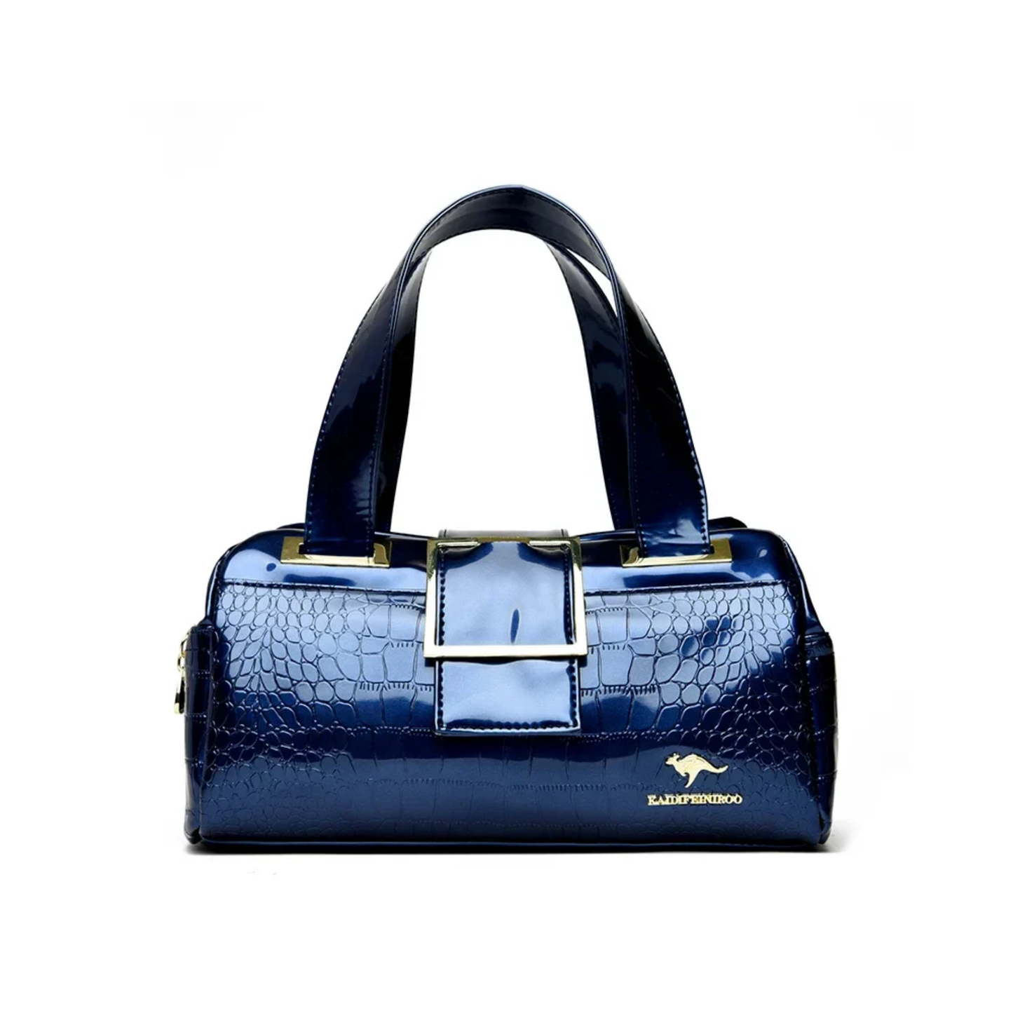 Croco 3 Parlak Kroko Desenli Silindir El Çantası | Geniş ve Şık Tasarım