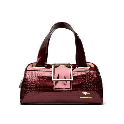 Croco 3 Parlak Kroko Desenli Silindir El Çantası | Geniş ve Şık Tasarım