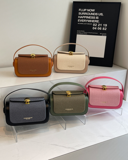 Retro II Renkli Kumaş Kapaklı Crossbody Çanta | Şık ve İşlevsel Tasarım