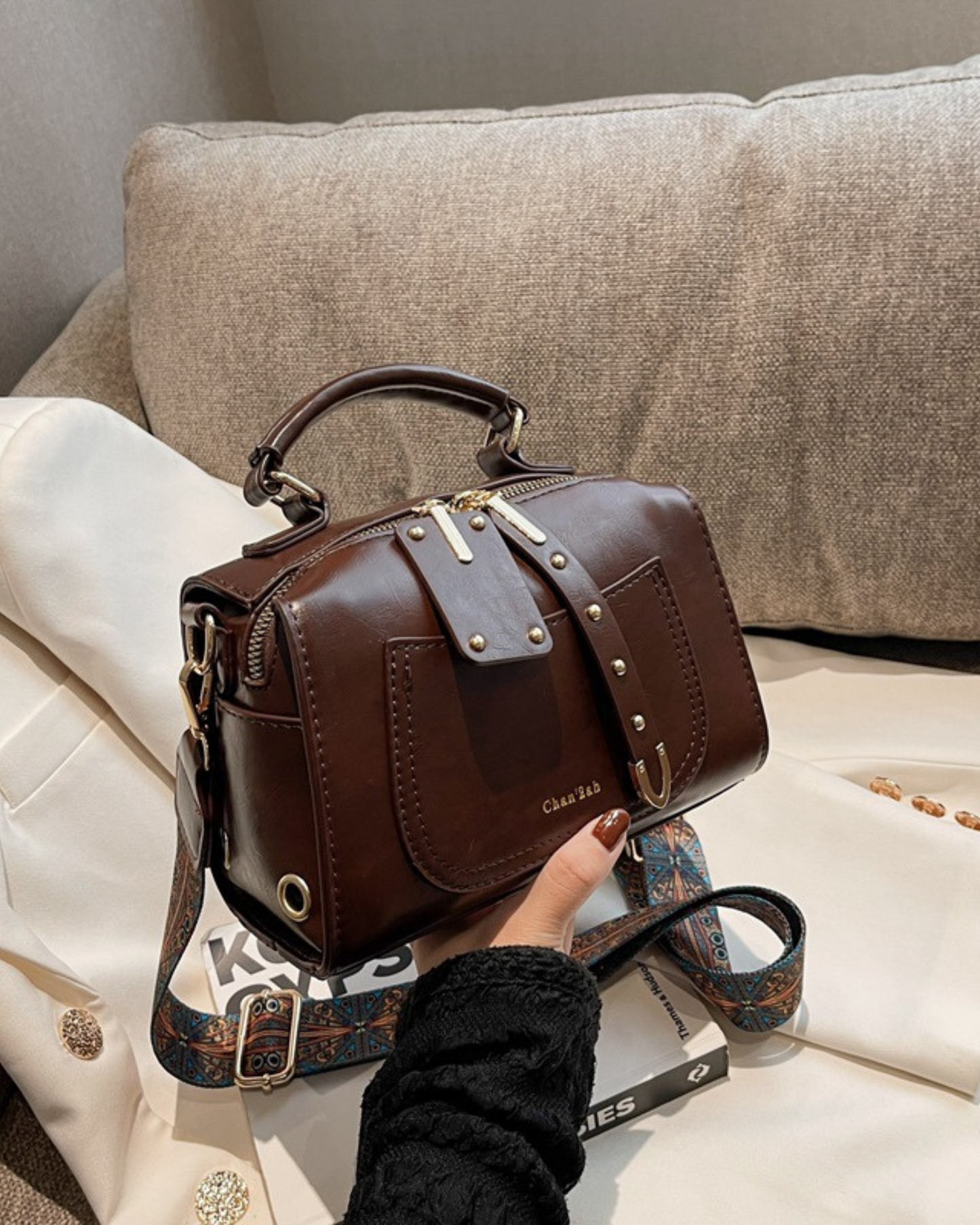 Bohem Desenli Ayarlanabilir Askı El & Omuz Çantası