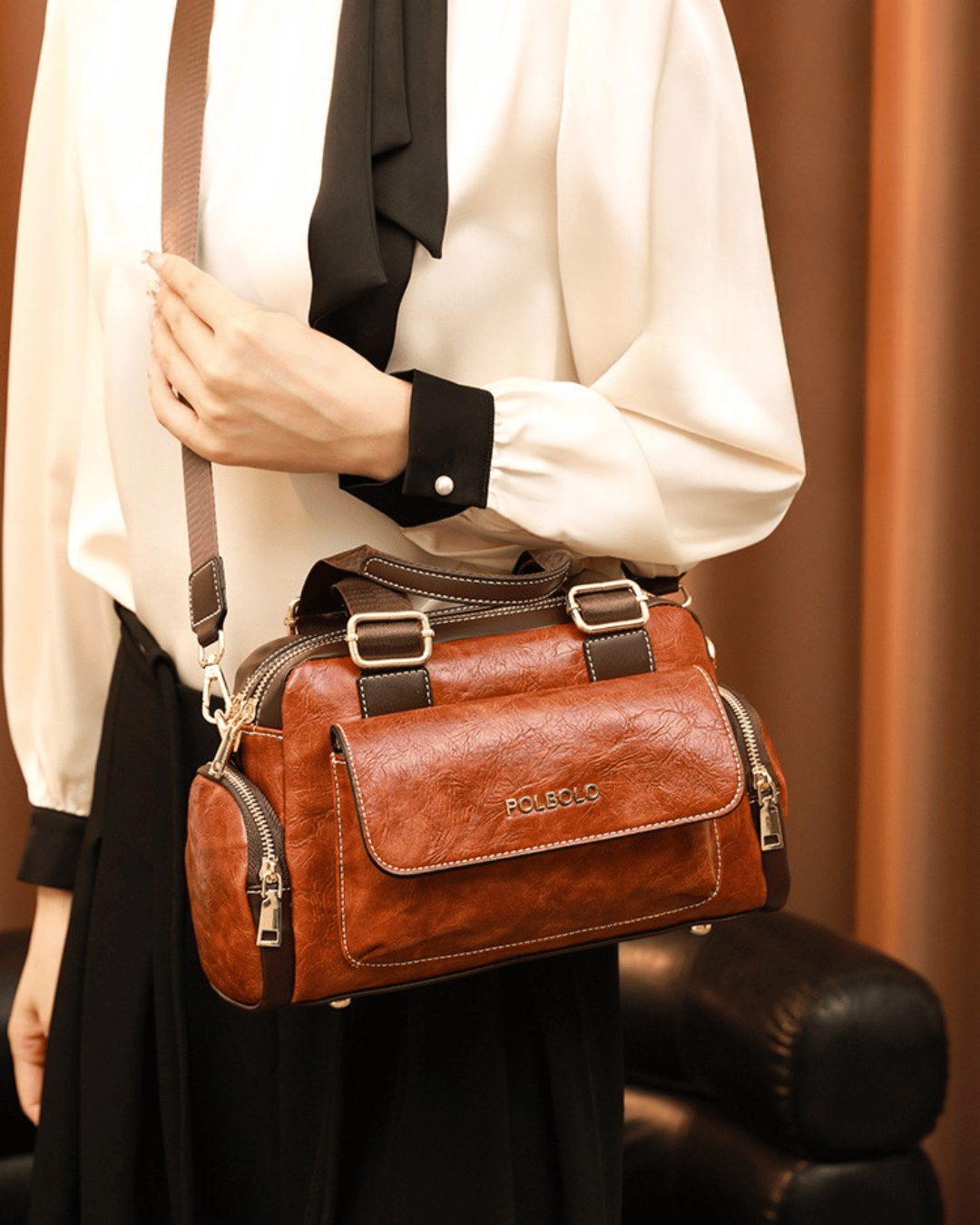 Polbolo Vintage Görünümlü Çok Bölmeli El & Omuz Çantası | Geniş ve Fonksiyonel Tasarım