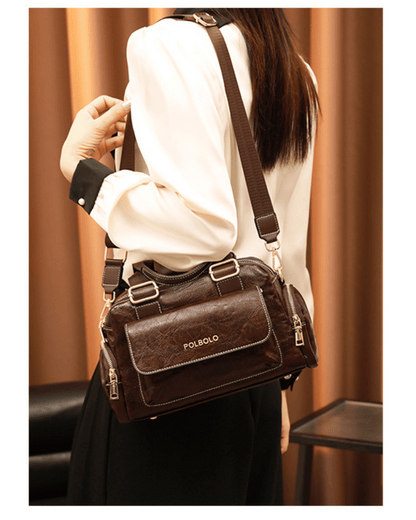 Polbolo Vintage Görünümlü Çok Bölmeli El & Omuz Çantası | Geniş ve Fonksiyonel Tasarım