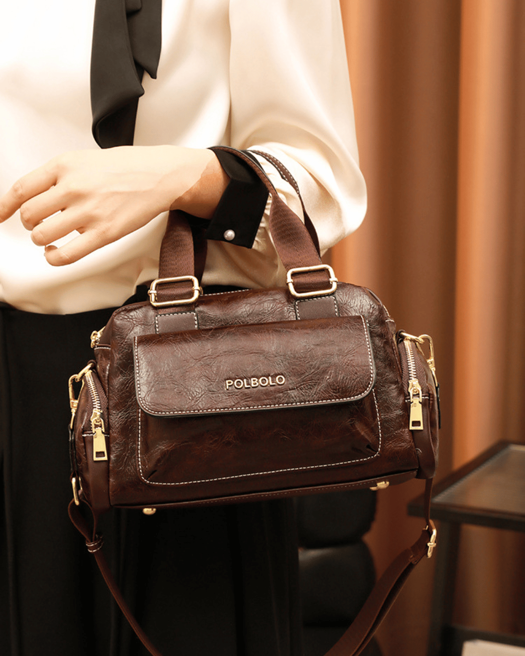Polbolo Vintage Görünümlü Çok Bölmeli El & Omuz Çantası | Geniş ve Fonksiyonel Tasarım
