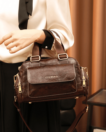 Polbolo Vintage Görünümlü Çok Bölmeli El & Omuz Çantası | Geniş ve Fonksiyonel Tasarım