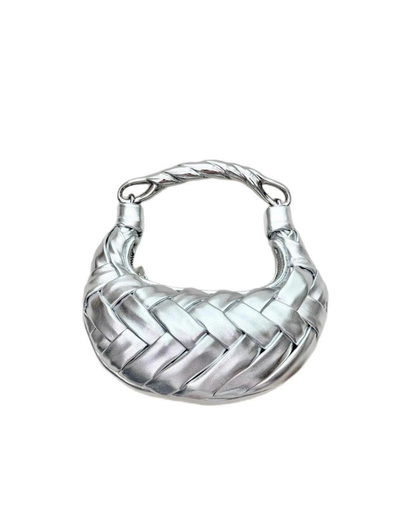Knitted Deri Kadın Çanta – Metal Saplı, Yuvarlak Formlu Omuz & Kol Çantası
